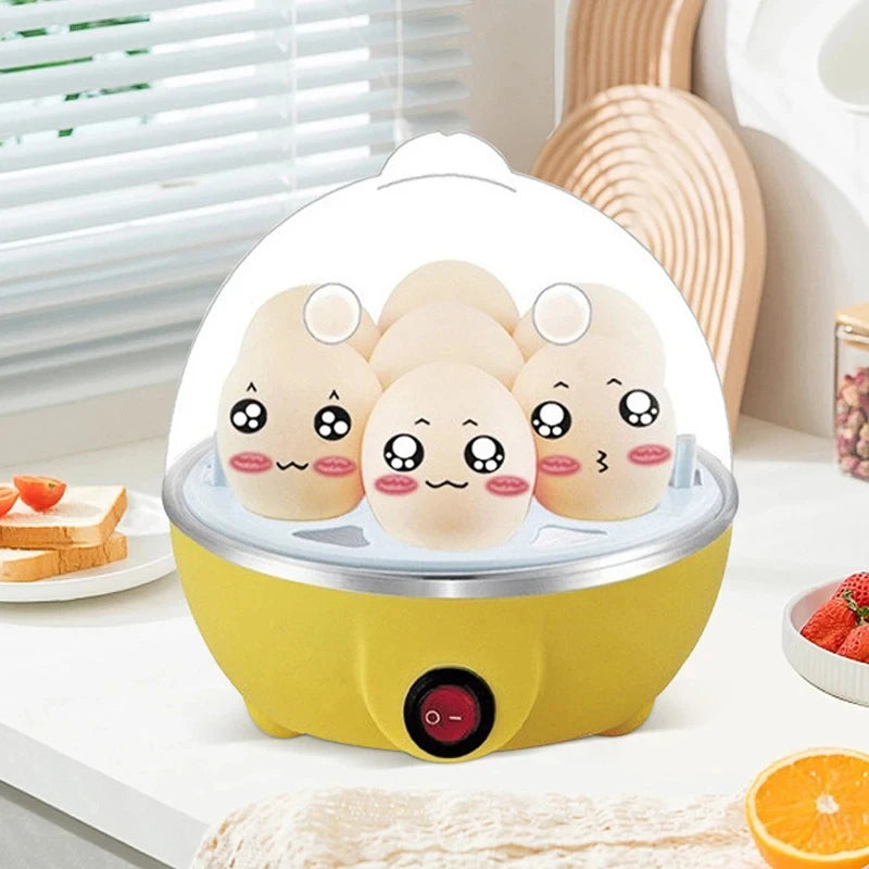 7-Egg Capacity Automatic Egg Cooker Multi-Functional Steamed Egg Boiled Custard Maker Home Breakfast Kitchen Appliance