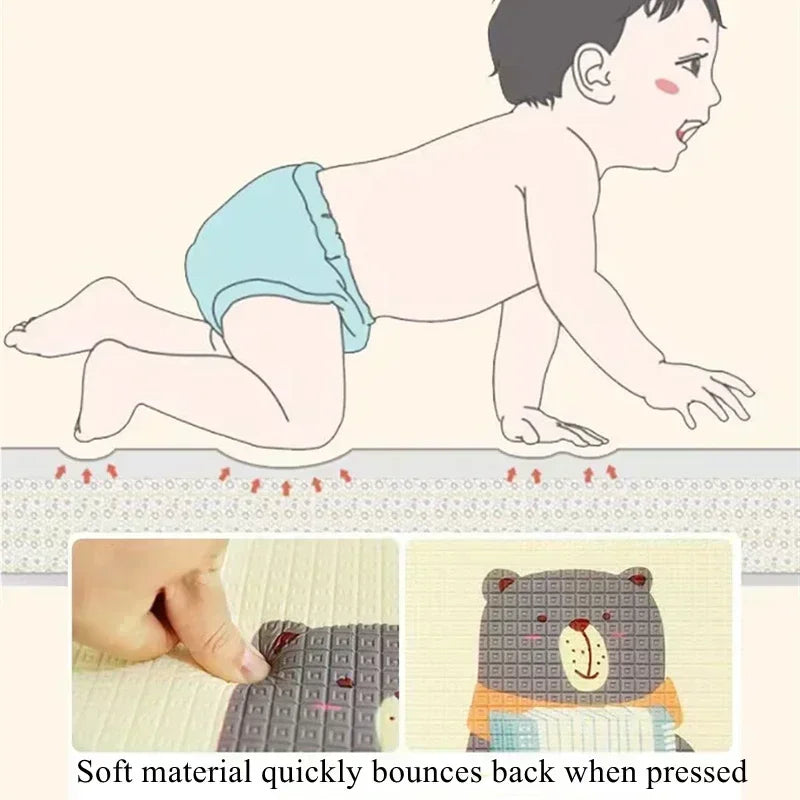 Thicken 1cm/0.5cm Baby Crawling Play Mats 200*180cm Folding Mat Carpet Play Mat for Children's Safety Rug Toys Gift Have Creases