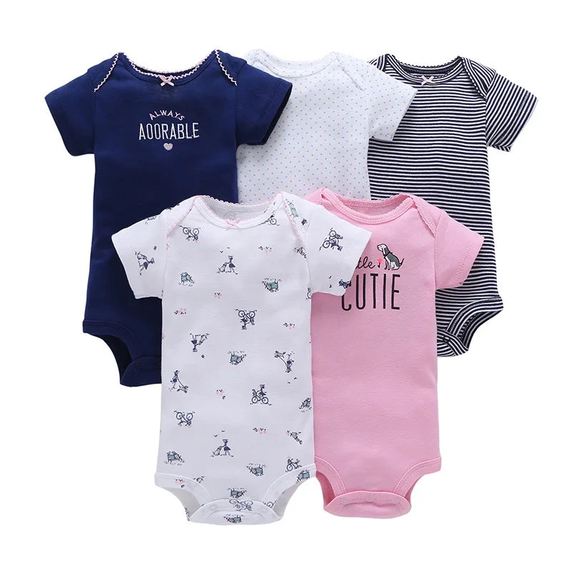 5 Pairs Newborn Baby Bodysuit Short Sleeve Infant Jumpsuit Short Sleeve Cotton Overalls Newborn Infant Jumpsuit  Kids Baby Roup