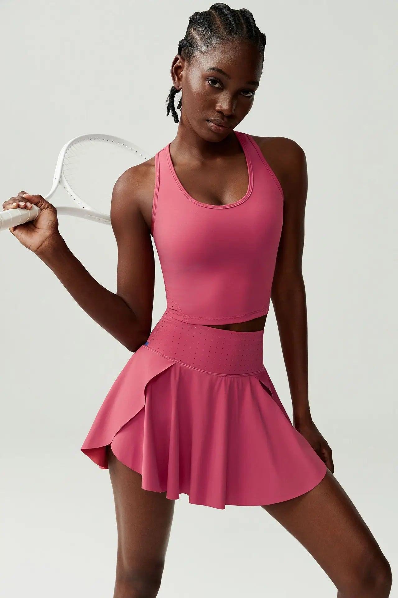 Tennis Skirt Set for Women Quick-drying Badminton Golf Sports Skirt Fitness Breathable Tank Top Bra Workout Pleated Skorts Suit