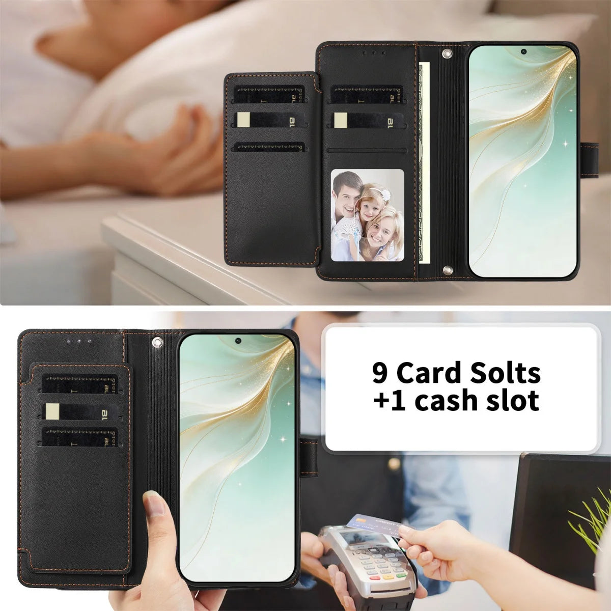 Luxury Premium Leather Wallet Case For iPhone 17 16 15 14 13 12 17 Pro Max Plus Air 17e 16e Wallet Card Slot Magnetic Flip Cover