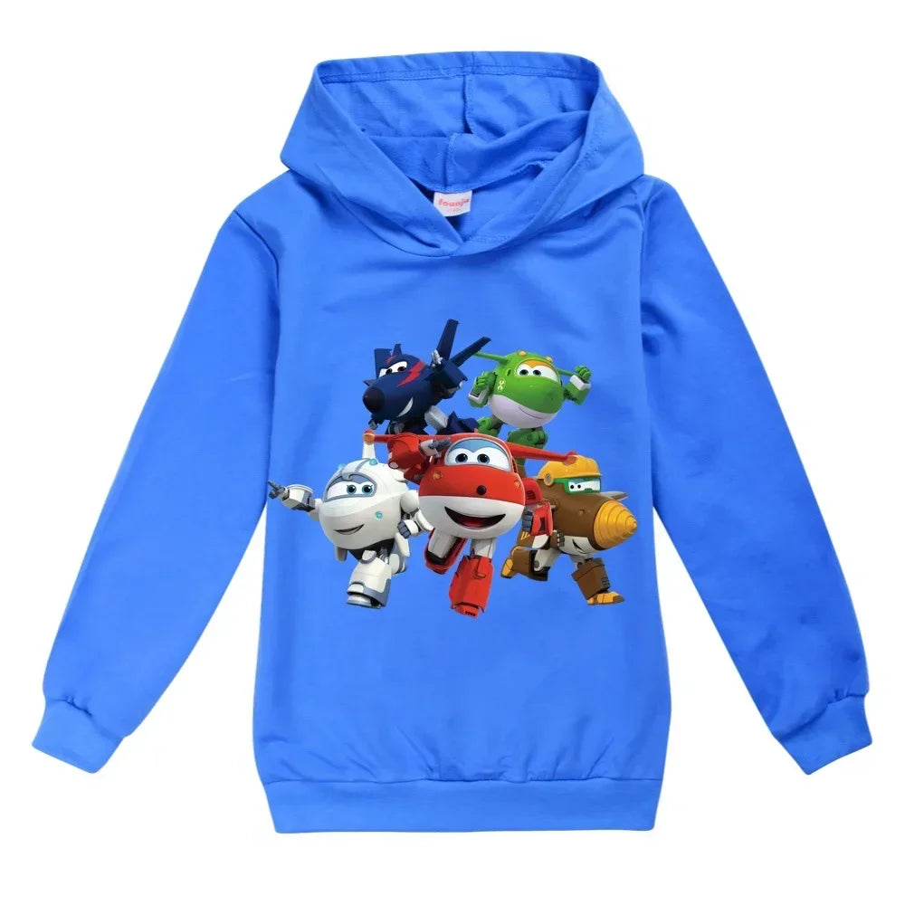 2-16Years Autumn Costumes Super Wings Hoodie Kids Clothes Boys Sweatshirts Cartoon Tops Toddler Girls Outfits Baby Boy Coats