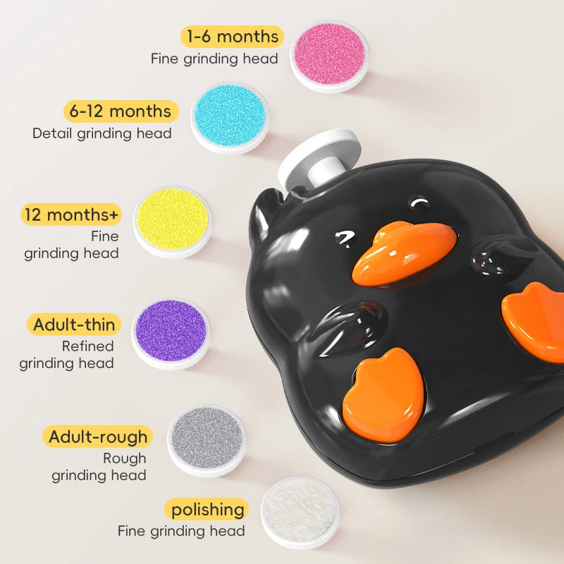 Baby Electric Nail Trimmer Safe Infant Nail File Clipper Set Newborn Toddler Quiet Manicure Pedicure Kit with Grinding Heads