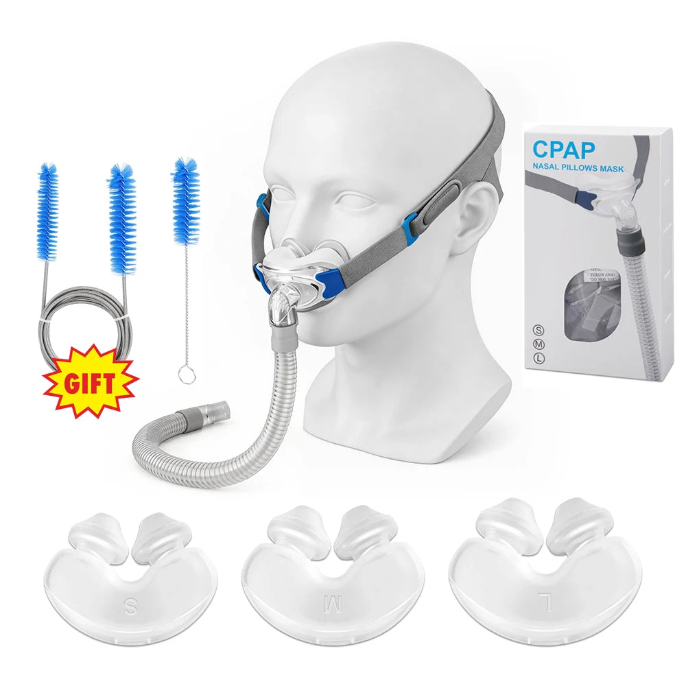 Nasal Pillow CPAP Mask Includes Frame,Headgear & Nasal Pillow Cushions (Small, Medium, Large) Lightweight For Cpap&Bipap Machine