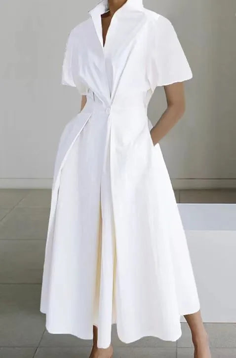 Hot Sale Of The Season New Women's Midi Dress Sleeveless Waist Cinched Large Flounce Pure Color Pocket Insertion Cross-Border...