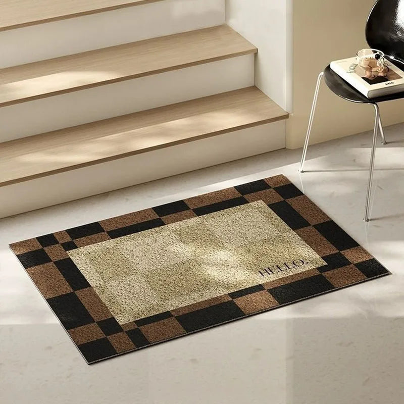 Wave Point Non-slip PVC Retro Entrance Doormat Floor Mats Silk Loop for Entryway Porch Hallway Home Decor Dust Removal Carpet