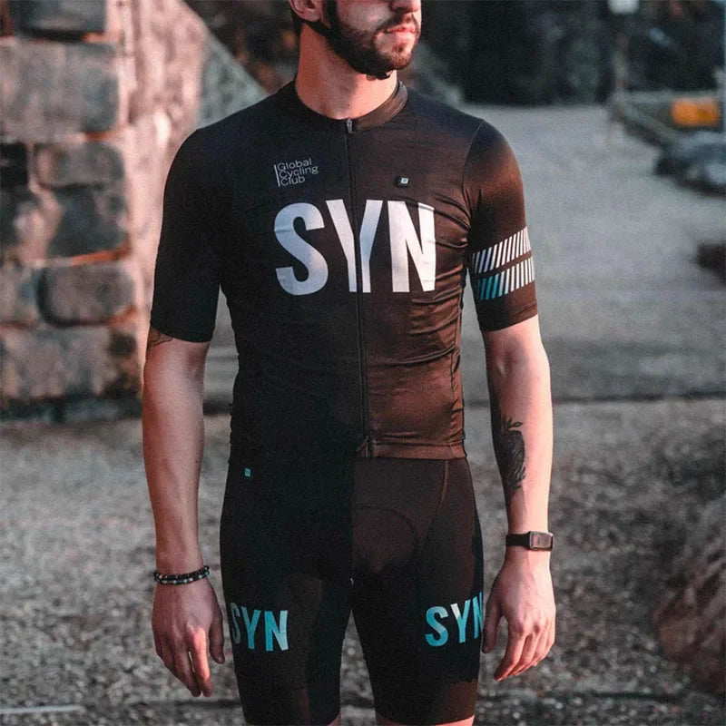 SYN Summer cycling clothes men's jerseys road cycling short sleeved sets bibs quick drying clothes breathable cycling shirt