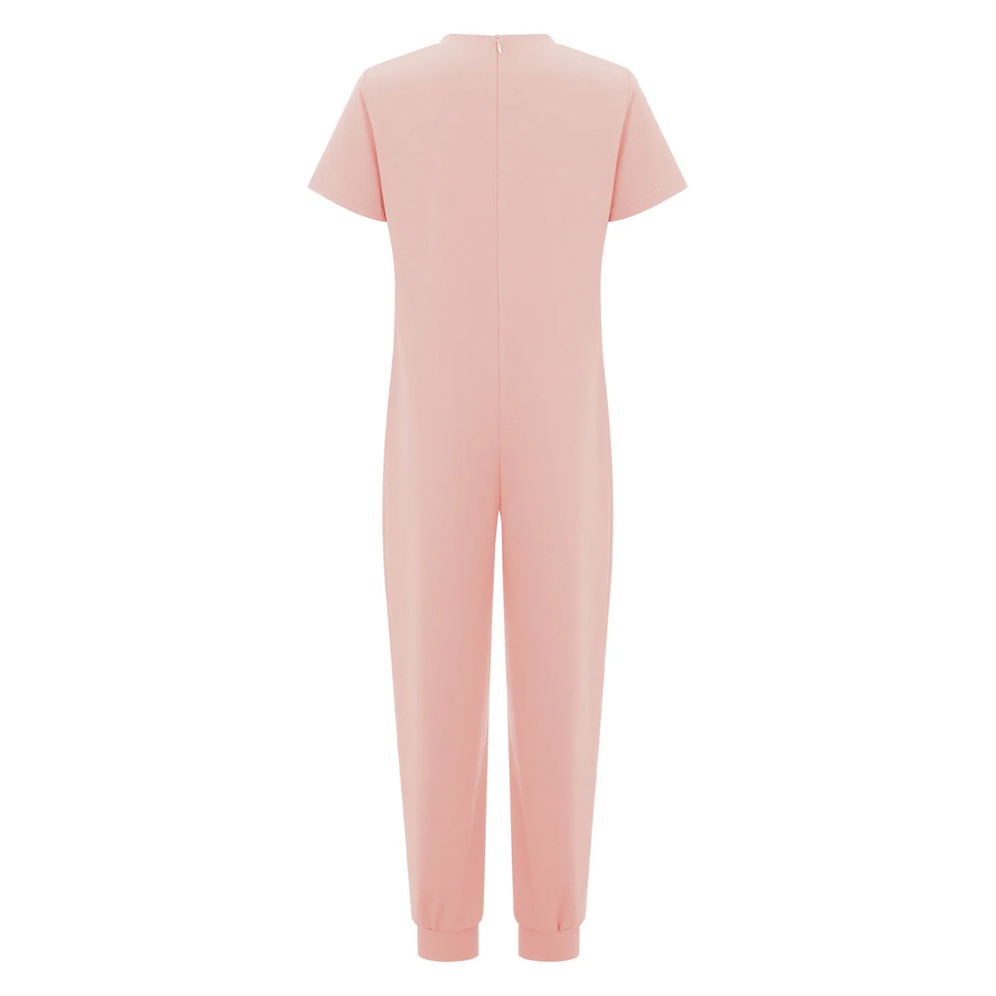 Kids Boys Girls Special Needs Adaptive Clothing Cotton Round Neck Short Sleeve Back Zipper Solid Color Full Body Jumpsuit Romper