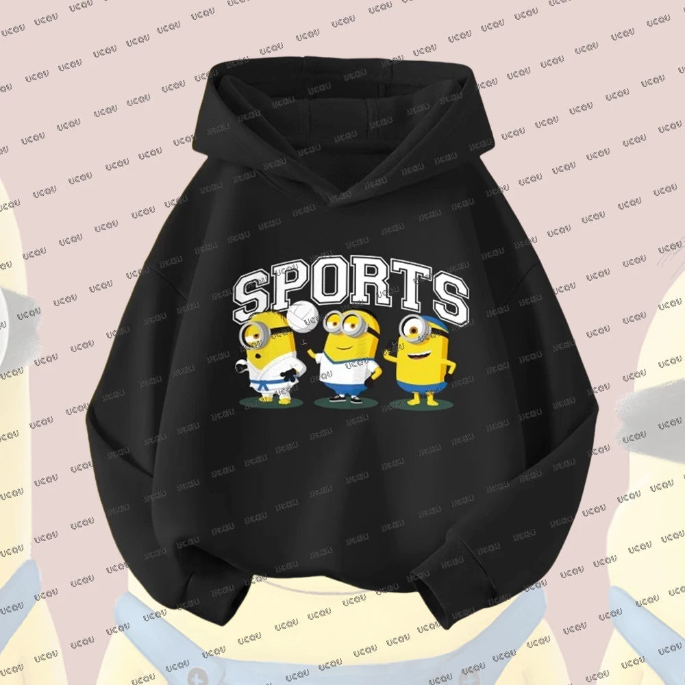 Despicable Me Minions Hoodies Autumn Winter Cotton Hoodie With Pajamas Pants Oversized Suits For Adult/Kids Men Women Clothes