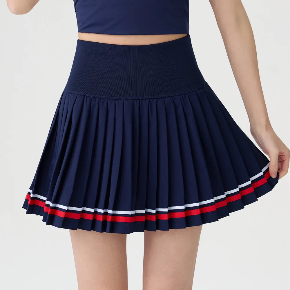 Women's High Waisted Tennis Skirt with Shorts 2-in-1 Quick Dry Yoga Skort Ladies Athletic Gym Running Skirt Summer Activewear
