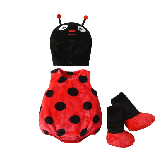 Baby Girl Boy Halloween Costumes Newborn Halloween Costume Plush Sleeveless Romper Hat Shoes Cute Unisex Baby Cosplay Outfit
