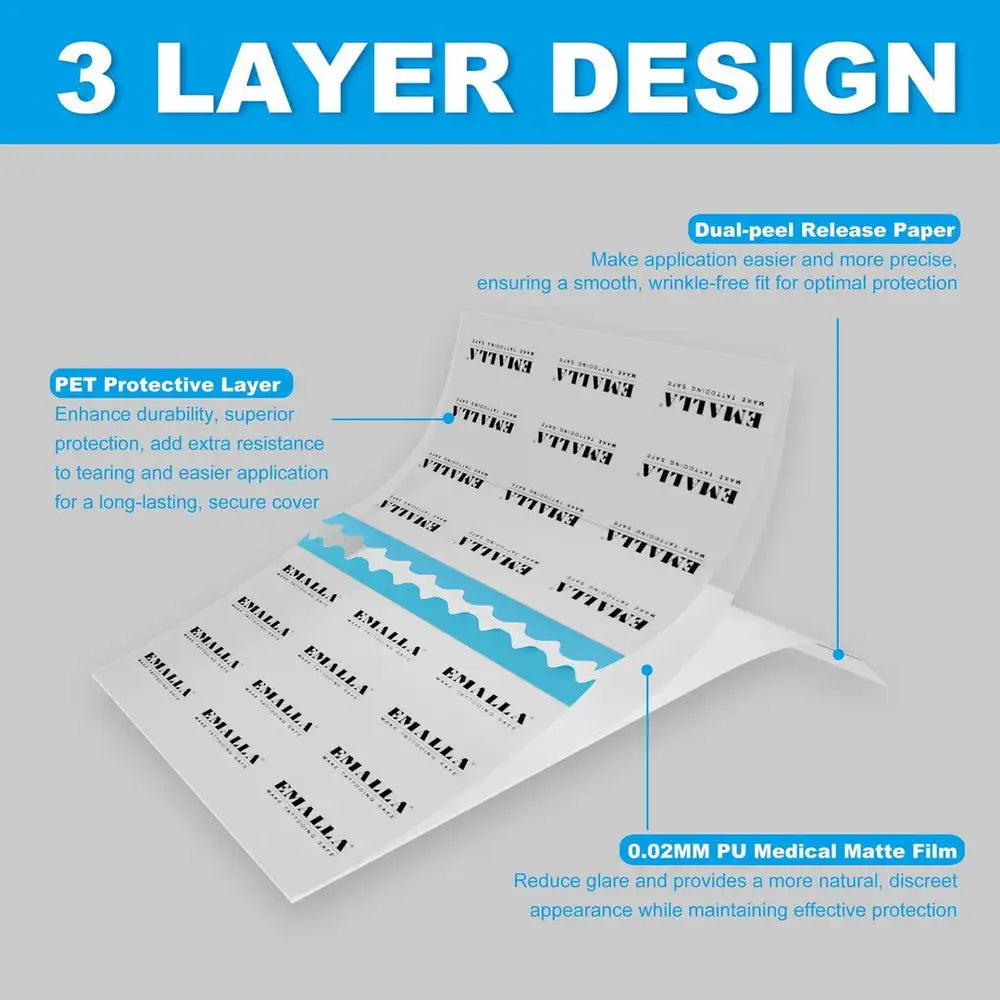 EMALLA GRECE Premium Tattoo Protection Film PU Tape for Aftercare Protective Skin Healing Tattoo Adhesive Bandages Repair