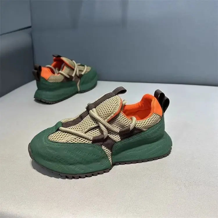 Chunky Sneakers Men Designer Cover Bottom Board Shoes Fashion Casual Leather Fabric Breathable Increased Internal Platform Shoes