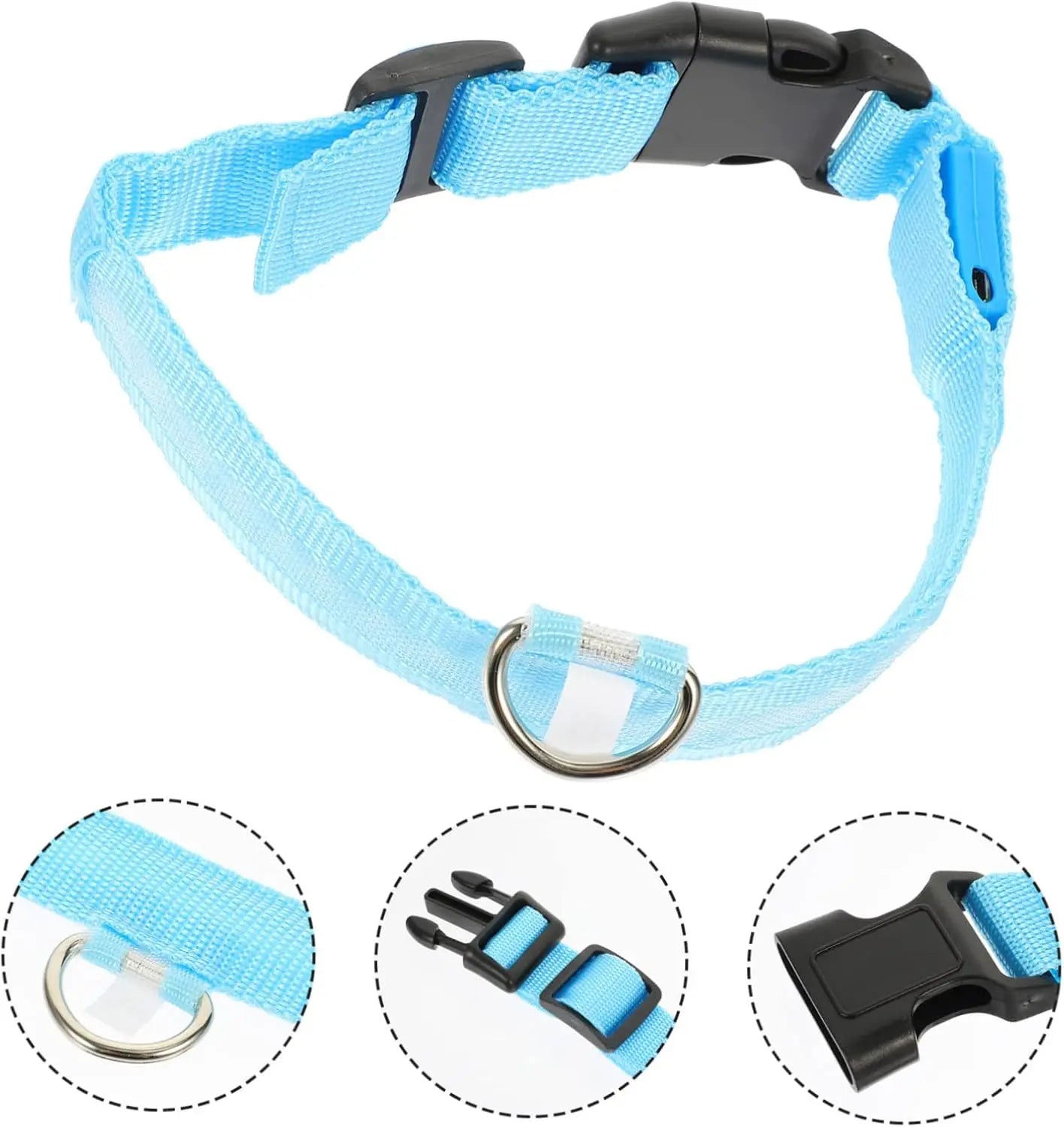 LED Illuminated Dog Collar Adjustable Flashing Lights USB Rechargeable Suitable For Small,Medium,Large,Dog Pet Safety Harness