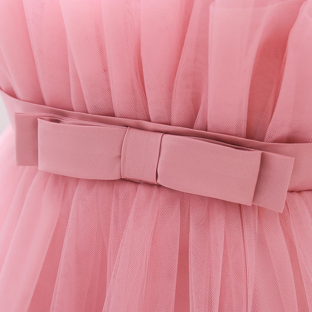 Bow Tulle Baby Baptism Dress For Girls Princess Costume Infant 1 Year Birthday Wedding Party Dresses Toddler Girl Summer Clothes