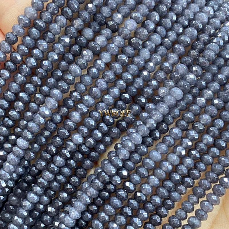 3x4mm Rondelle Faceted Natural Stone Chalcedony Tourmaline Color Loose Spacer Beads for Jewelry Making Diy Bracelet Accessories