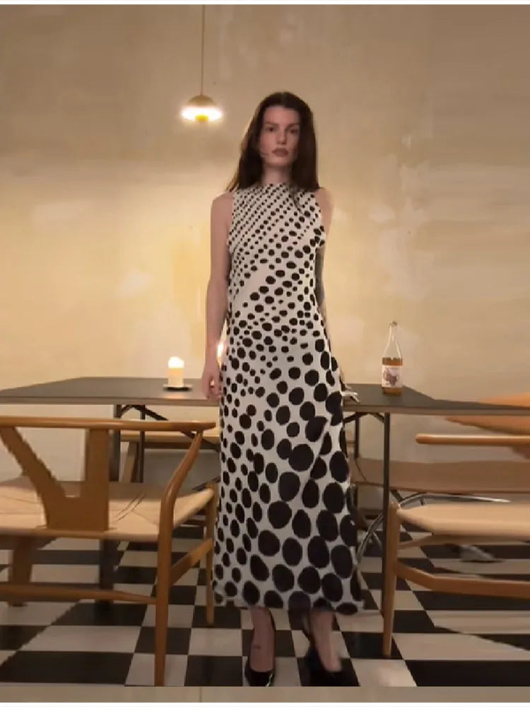 Stylish Classic Maxi Dress Polka Dots Chic Chic Elegant Women Dresses Refined Casual Party Trendy Retro Ladies Streetwear