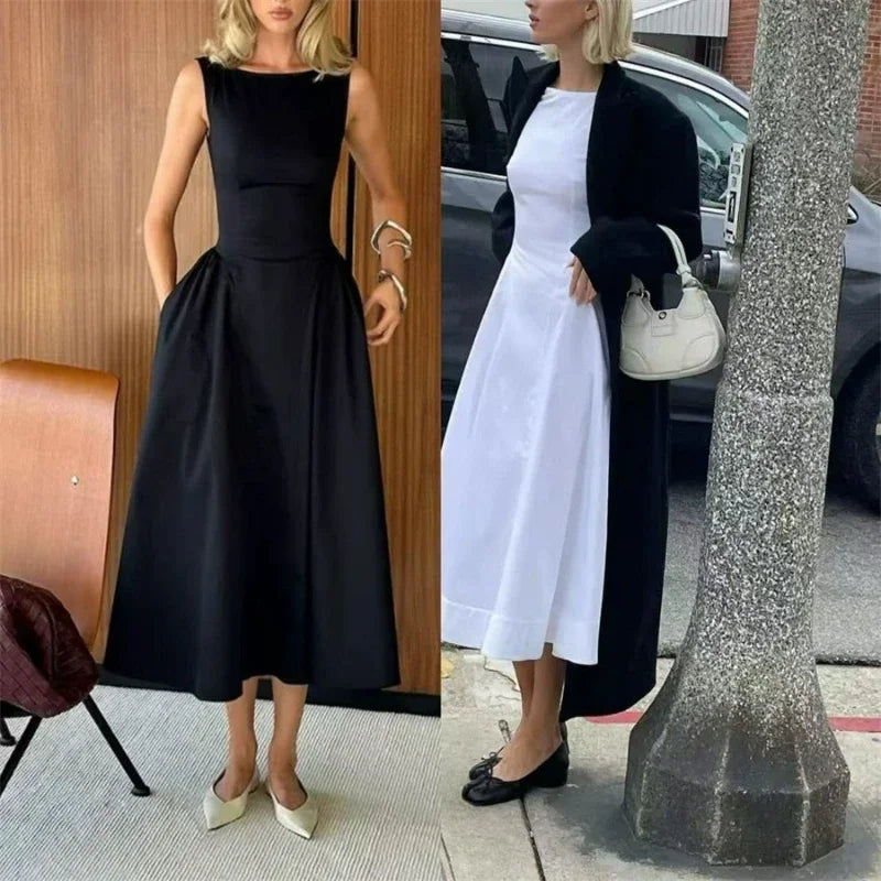 slash neck Backless A-line sexy women dress new elegant summer dresses sexy midi party dresses