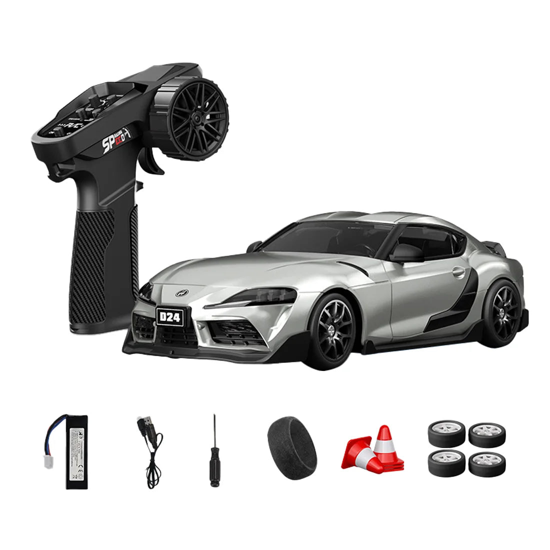 D24 1:24 RC Drift Car 4WD Proportional High Speed Racing Vehicle with ESP Gyro Underglow LED Dual Tires Remote Control Sport Car
