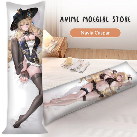 Anime Navia Caspar Hugging Body Dakimakura Cover Genshin Impact Navia Caspar Pillowcase Otaku Cushion Cover Sleeping Pillowcases