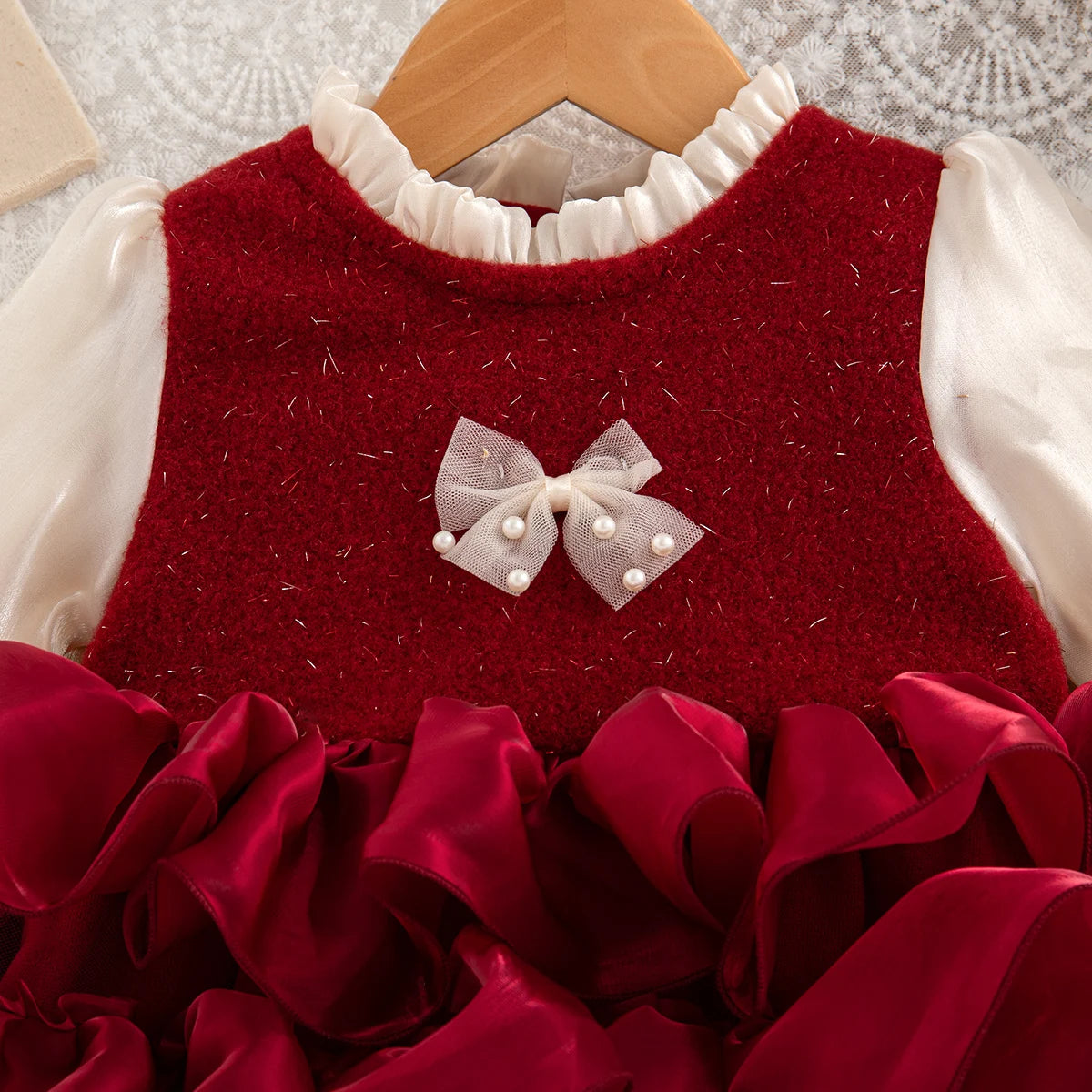 Autumn And Winter New Princess Style Baby Girl Dresses, Red Children'S Clothes For Birthday Parties Suitable For Babies Aged 0-3