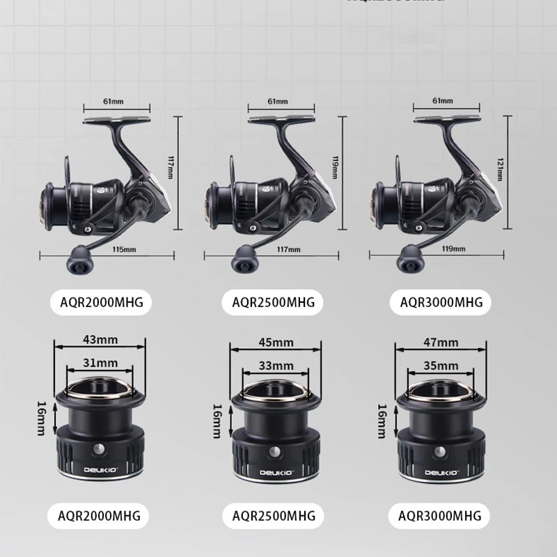 DEUKIO Ultralight Spinning Fishing Reel 172g Carbon Fiber Body 12KG Max Drag 5.2:1 7+1BB Metal Spool Long Cast Saltwater Lure