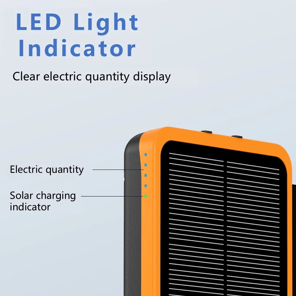 4 Solar Panels Power Bank, 50000mAh Portable Solar External Battery, Solar Power Bank Compatible with IOS Android USB-A USB-C