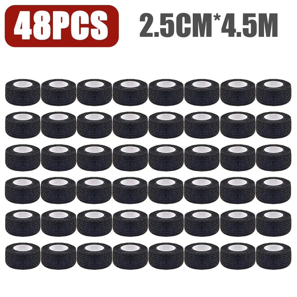 96/48/24/12/6/2pcs BlackTattoo Grip Tape Wrap Elastic Bandage Wrap 5cm/2.5cm for Tattoo Grip Tube Tattoo Pen Machine Supply