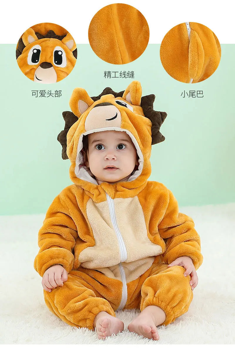 Autumn Winter Cartoon Style Winter Long Sleeve Baby Boys Girls Rompers Toddler Kids Playsuit Jumpsuits Baby Clothes Child Onesie