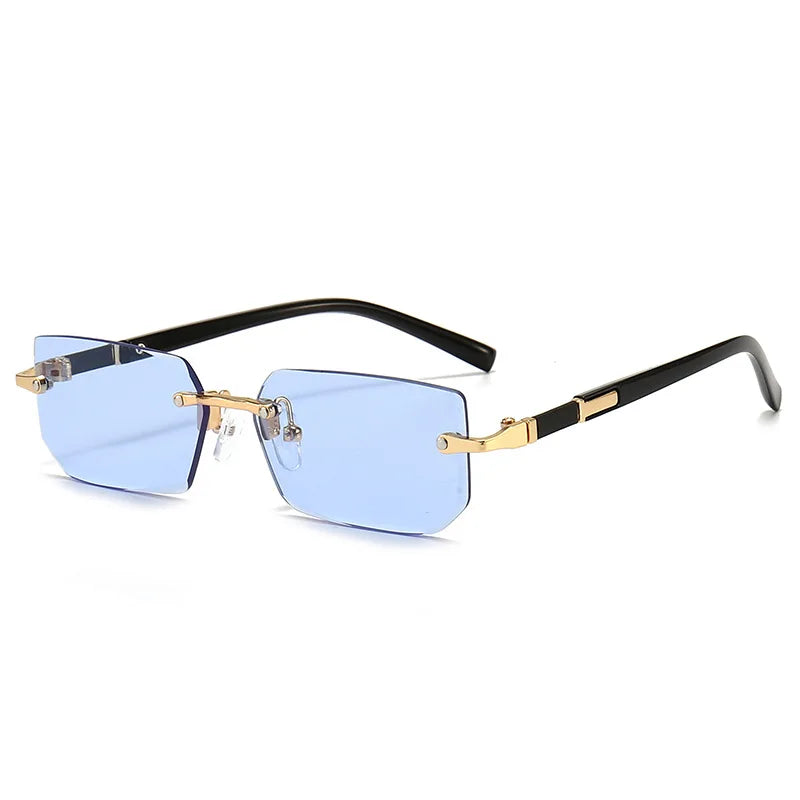 Rimless Sexy Sunglasses Rectangle Fashion Popular Women Men Shades Small Sun Glasses for Female Male Traveling Oculos