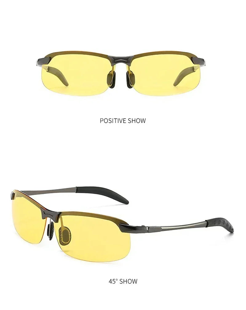 Men Photochromic Polarized Sunglasses Day Night Dual Use Color Changing Driving Fishing  Anti Glare UV Night Vision Glasses 1PC