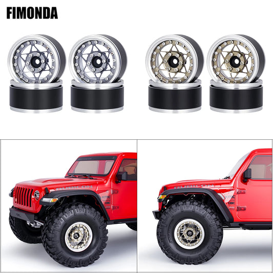 Universal CNC Aluminum 1.9" Beadlock Wheels for 1/10 RC Crawler - Fits Axial SCX10, TRX4, TRX6, Redcat Gen8, D90 Upgrade Parts