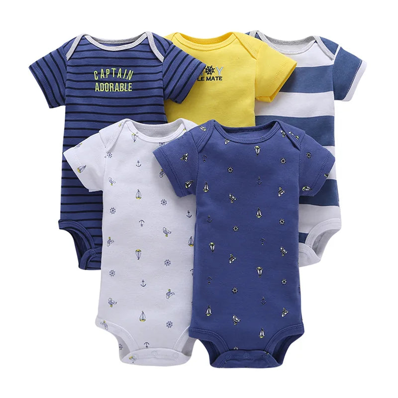 5 Pairs Newborn Baby Bodysuit Short Sleeve Infant Jumpsuit Short Sleeve Cotton Overalls Newborn Infant Jumpsuit  Kids Baby Roup