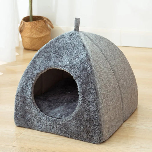 Enclosed Cat House - Winter Warm & Thickened Triangular Deep Sleep Pet Bed for Cats & Small Dogs | Cozy & Insulated Pet Shelter
