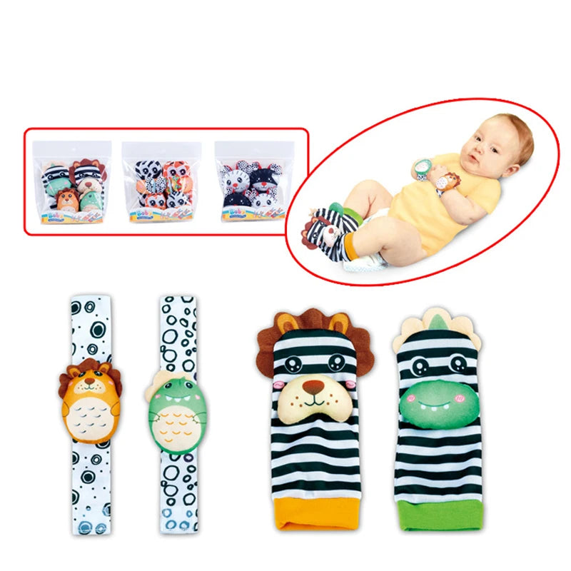 0-12 Months Baby Sock Rattles Cartoon Children Infant Wrist Strap Rattle Toys Baby Rattle Socks Wrist Baby Rattles Newborn Toy
