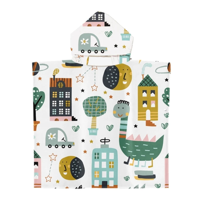 Toddler Kids Beach Towel Cotton Bathrobe Baby Boys Girls Dinosaur Animal Hooded Bathing Towel 60x60cm Children Dinosaur Blanket