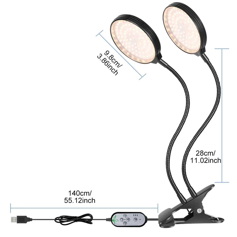 Full Spectrum LED Grow Light USB Plant Fill Lamp 5V Dimmable Timing Auto On/Off Indoor  Seeds Hydroponics Vegs Cultivation Lamps