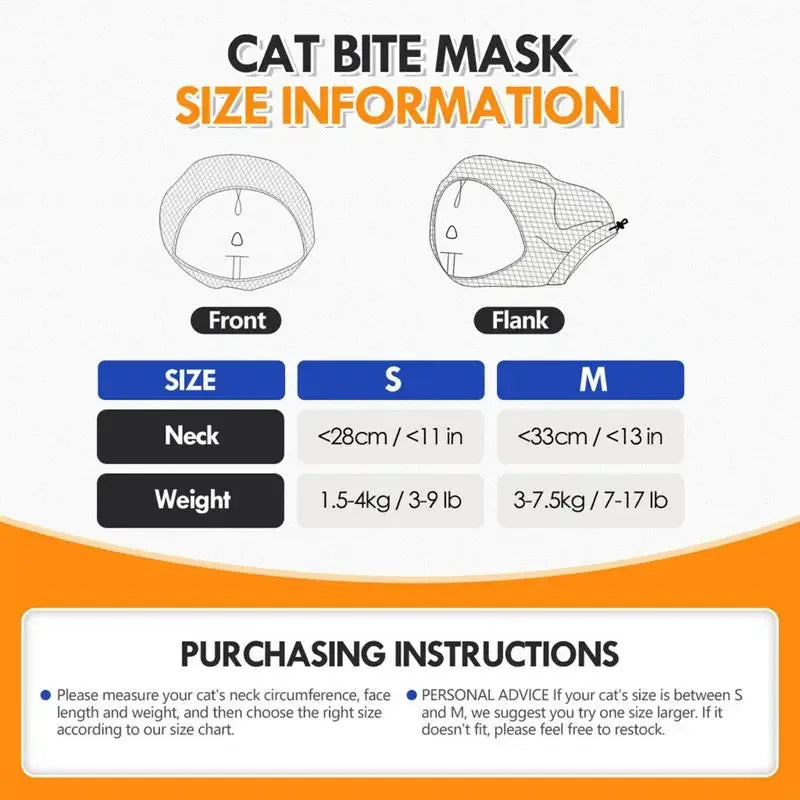 Cat Muzzle for Grooming Breathable Kitten Mesh Muzzles Adjustable Pet Grooming Muzzle Anti Scratch Cat Grooming Restraint Bags