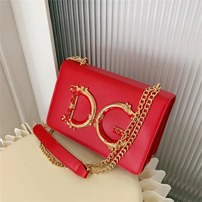 Trendy Letter Logo Chain Bag for Women 2025 - Cute Small Shoulder Sling Purse for Party, Date, Shopping - Black Fashion Handbag