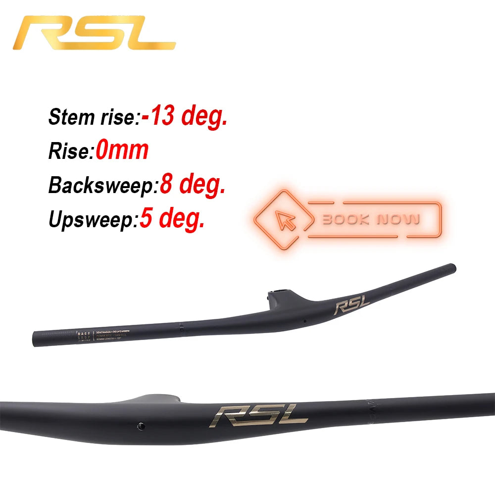 MTB Carbon Handlebar For RSL,Stem Rise 0°, Stem Length 35/45/55, Clamping 28.6mm Rise 27.5mm Width 760mm Mountain Bike Part