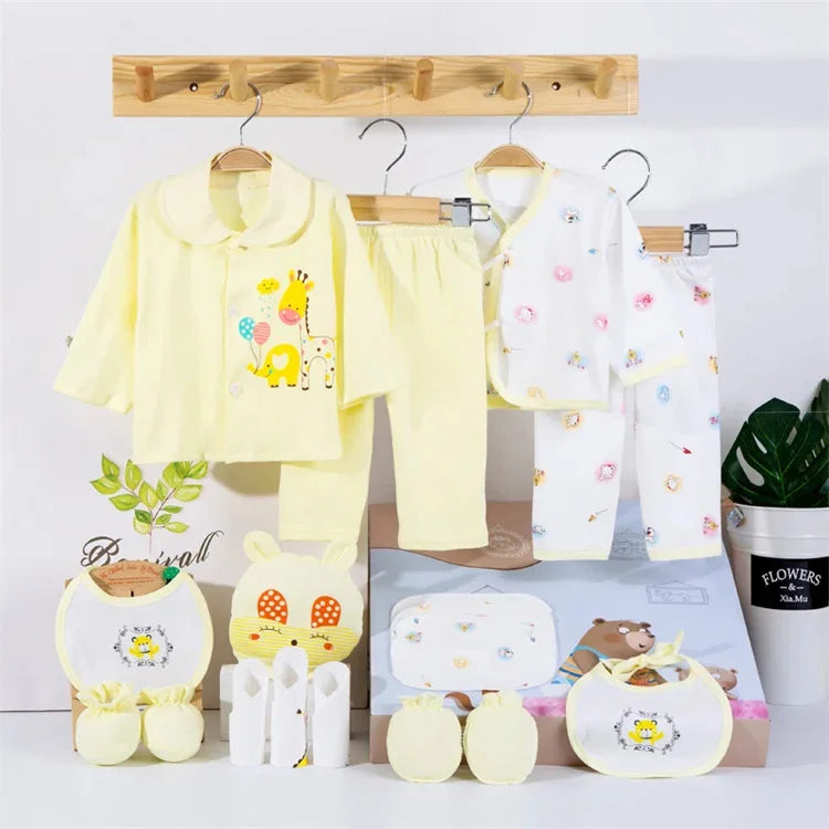 18piece/lot Newborn Baby Clothes For Girls Boys Sets New born Hat Bib 100% Cotton Infant Spring Autumn Soft Boy Clothing