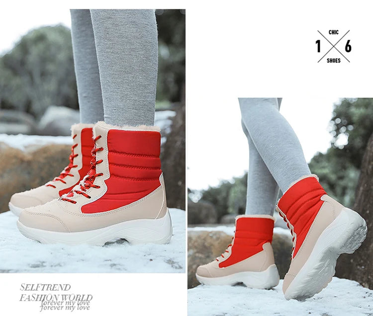 Snow Women's Boots Lightweight Woman Shoes Platform Shoes Women Plush Mid High Boots New Botas Mujer Winter Ladies Boots