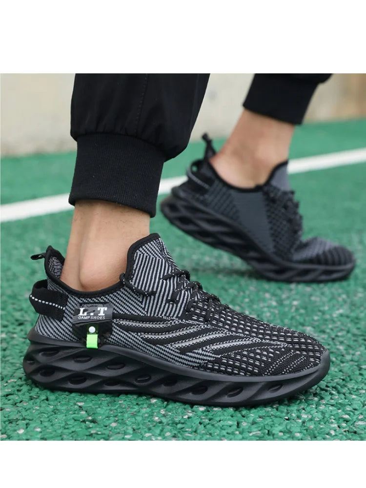 Summer Men Casual Sport Shoes Breathable Lightweight Sneakers Outdoor Mesh Black Running Shoes Athletic Jogging Tennis Walking