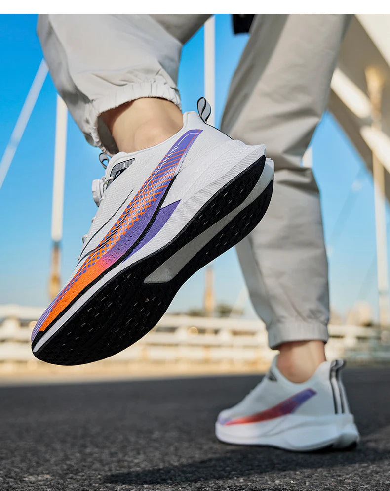 Carbon Plate Running Shoes Ultra Lightweight Soft Breathable Mesh Daily Training Sneakers Shock Absorbing for Men Women Jogging