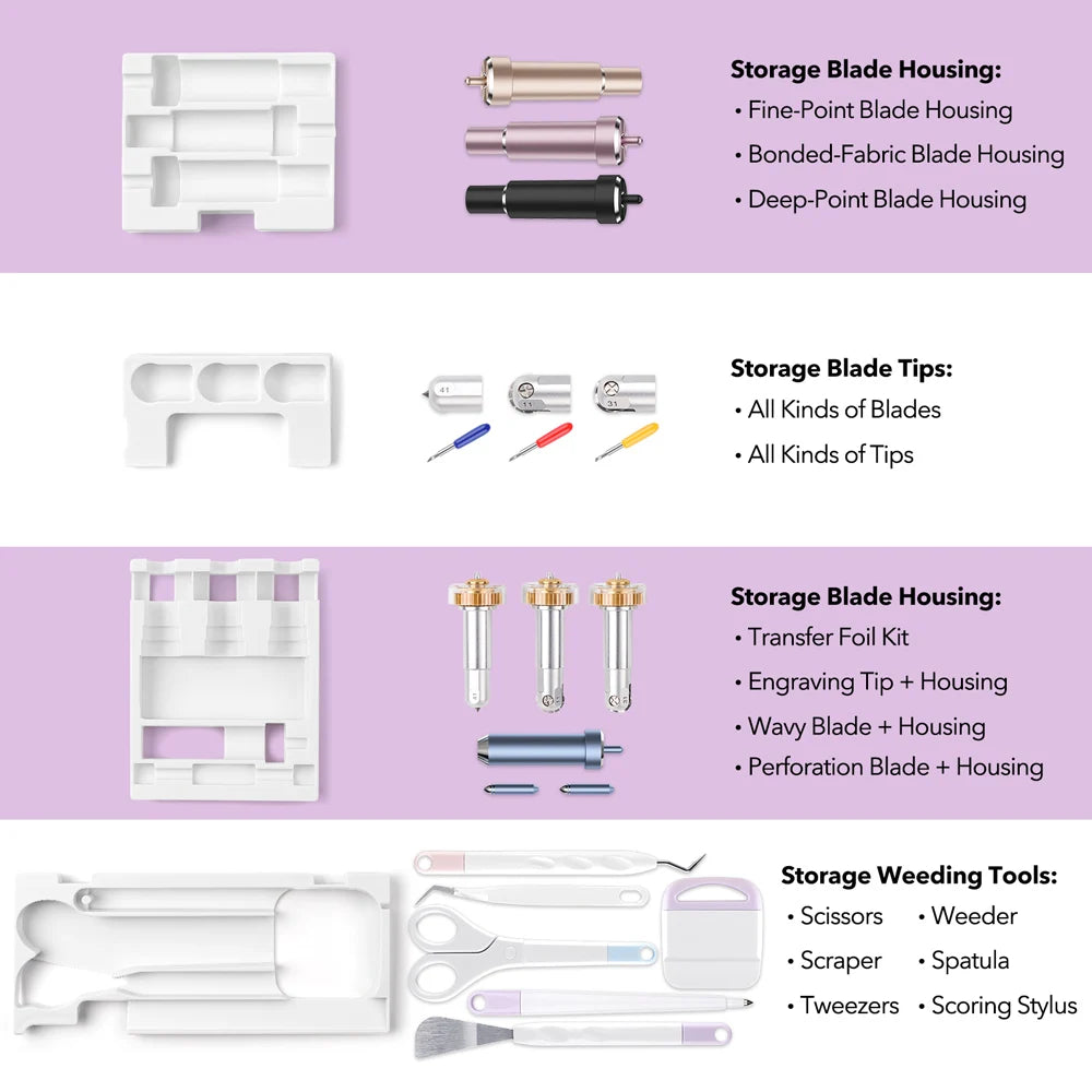 4pcs/Set Tools Storage Inserts for Cricut Maker 3 & Maker Weeding Tools Kit Tray Blades Housing Tip Accessories Organizer