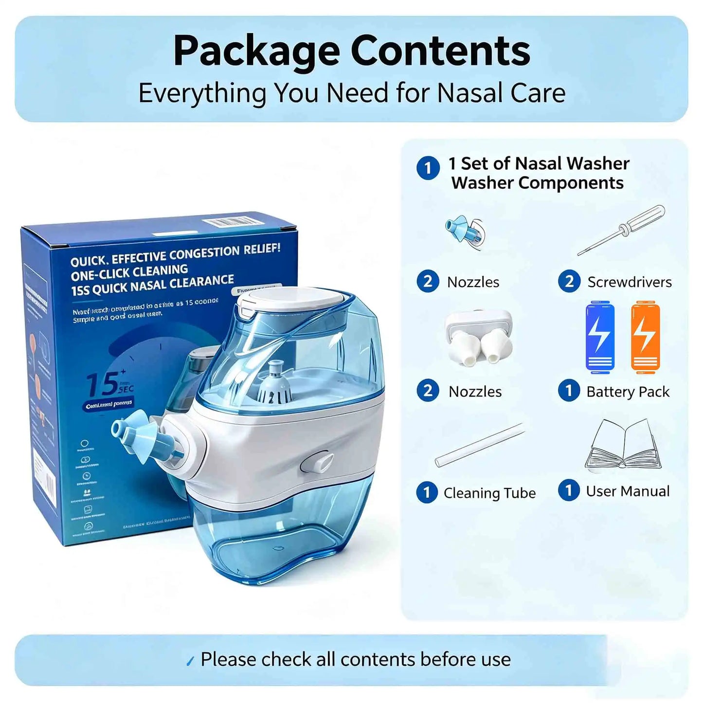 Nasal Irrigation System with Water Tank And Waste Collection for Sinus Rinse - Allergy Relief Nose Cleaner Machine