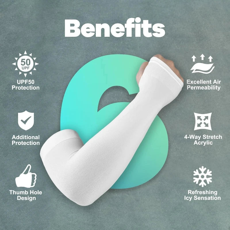 Breathable UV Protection Arm Sleeves with Thumb Hole Cooling Compression Tattoo Cover Up for Men Women Sports Workout Hiking