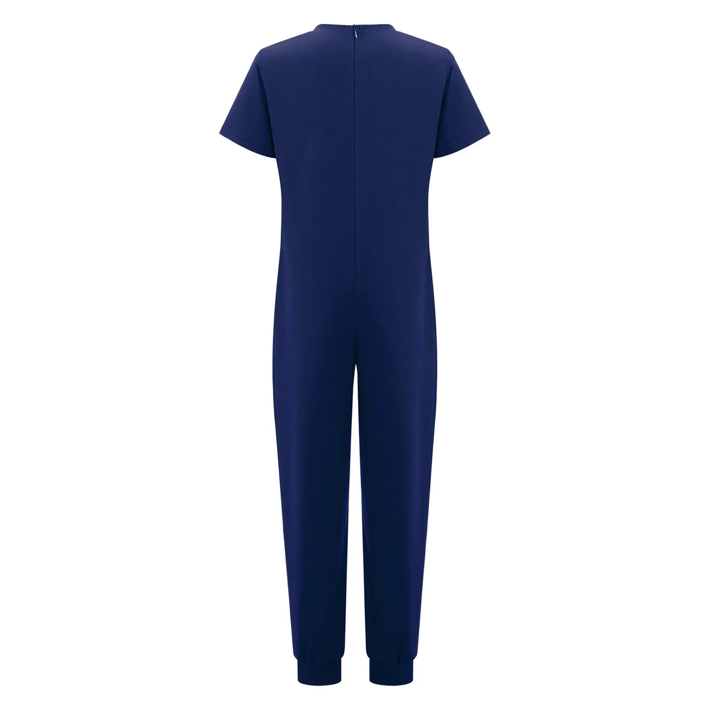 Kids Boys Girls Special Needs Adaptive Clothing Cotton Round Neck Short Sleeve Back Zipper Solid Color Full Body Jumpsuit Romper