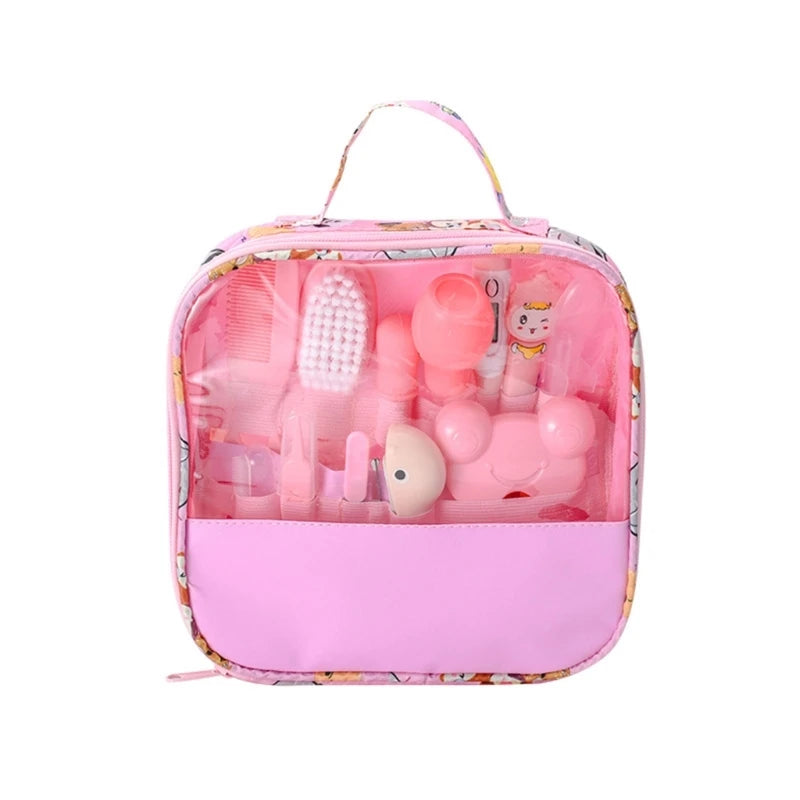 8/13Pcs/set Newborn Baby Care Kit Kid Toiletries Baby Kids Nail Hair Health Care Thermometer Grooming Brush Kit Clipper Scissor