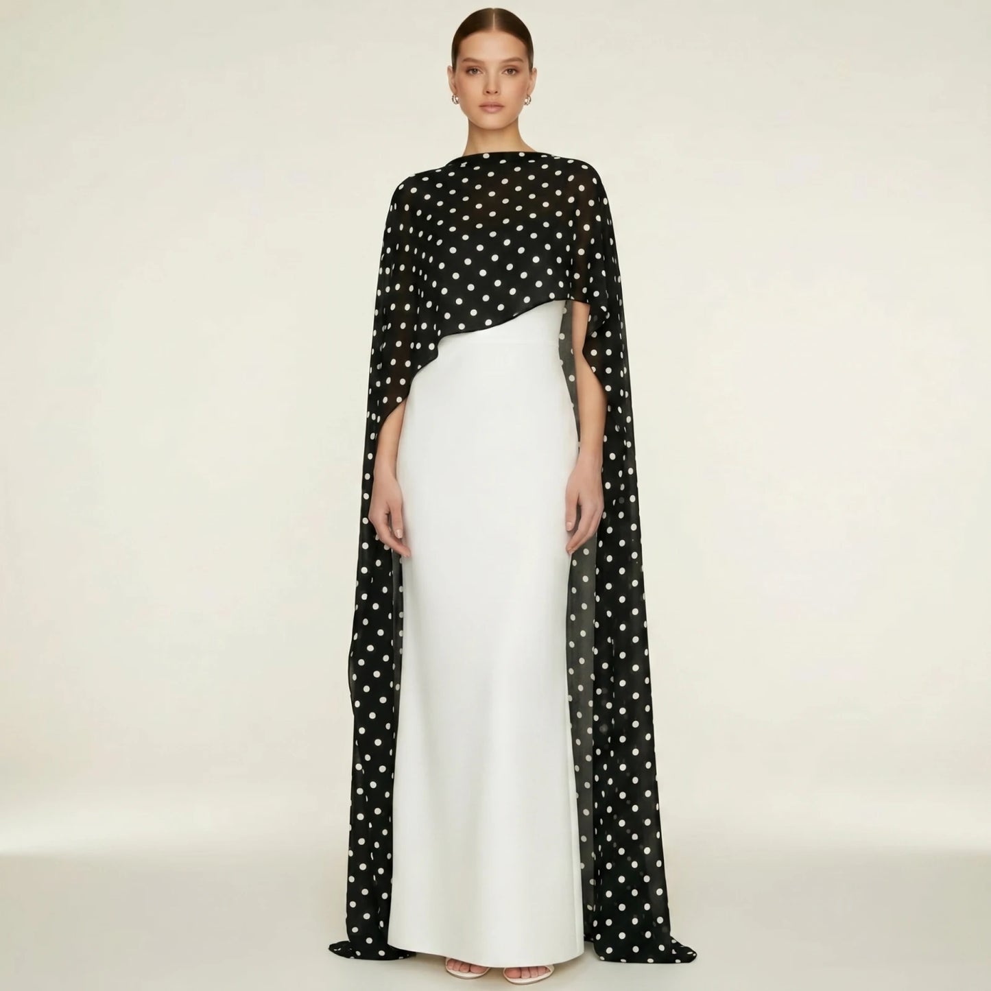 Women Chiffon Long Cape High Low Flowy Poncho Sheer Mesh Shawl and Wraps for Evening Dress Wedding Cover Up Capelet